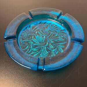 Vintage L.E. Smith Blue Glass Ashtray